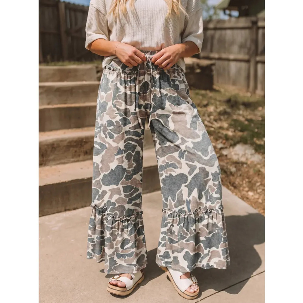 X5  Western Leopard Print Frilled Detail Drawstring Pants Various Sizes